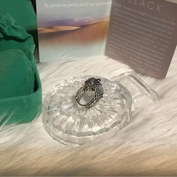 ๐น2XHP- CAROLYN POLLACK STERLING SILVER MOONSTONE&TWO SMALL AMETHYST RING/SIZE 7 - Picture 11 of 11